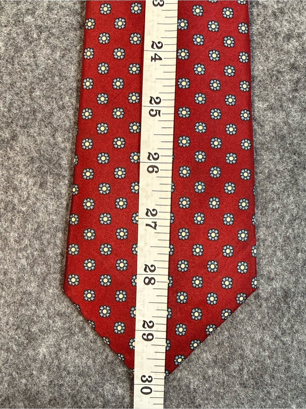 Vintage The Custom Shop Red Floral Necktie Handmade Imported Silk Tie - Picture 7 of 7